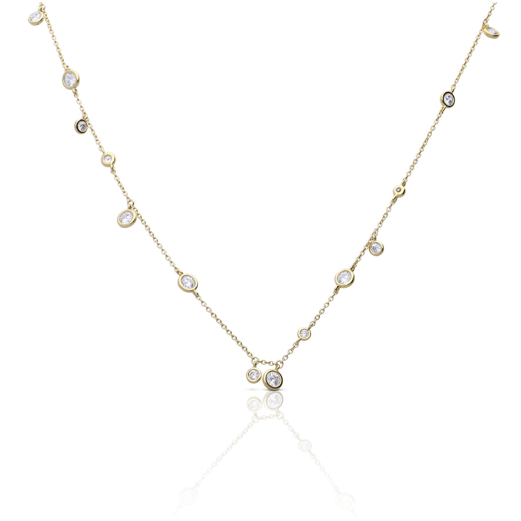 Collana Brilliant Gialla Corta Con Zirconi Pendenti