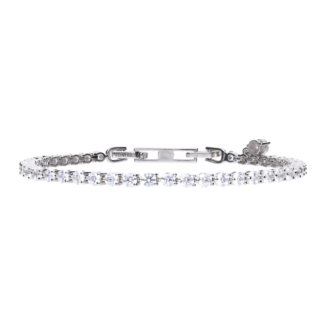 Bracciale tennis 17-19 cm in argento e zirconi ricoperto di platino Diamonfire