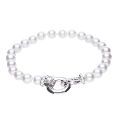 Bracciale perle in argento e zirconi ricoperto di platino Diamonfire Pearls