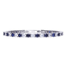 將圖片載入圖庫檢視器 Bracciale tennis blu alternato in argento e zirconi ricoperto di platino Diamonfire Royal
