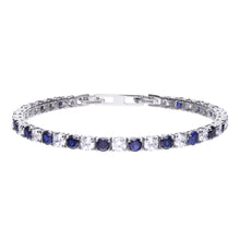 Carica l&#39;immagine nel visualizzatore di Gallery, Bracciale tennis blu alternato in argento e zirconi ricoperto di platino Diamonfire Royal
