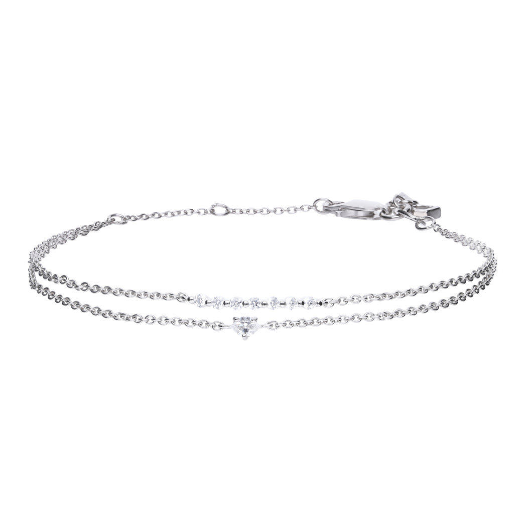 Bracciale doppio in argento e zirconi ricoperto di platino Diamonfire Bridal