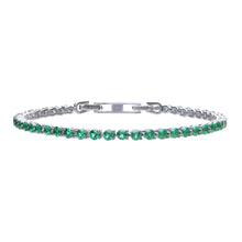 將圖片載入圖庫檢視器 Bracciale tennis verde in argento e zirconi ricoperto di platino Diamonfire Royal
