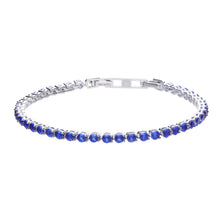 Carica l&#39;immagine nel visualizzatore di Gallery, Bracciale tennis blu in argento e zirconi ricoperto di platino Diamonfire Royal
