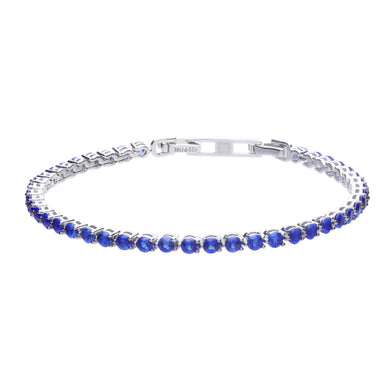 Bracciale tennis blu in argento e zirconi ricoperto di platino Diamonfire Royal