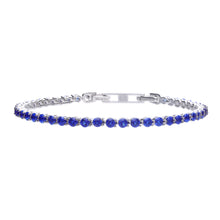 Carica l&#39;immagine nel visualizzatore di Gallery, Bracciale tennis blu in argento e zirconi ricoperto di platino Diamonfire Royal
