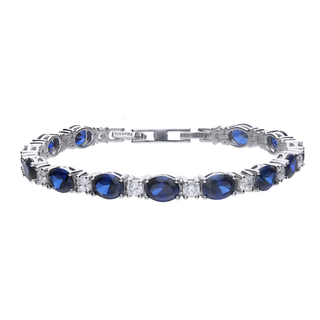 Bracciale tennis blu alternato in argento e zirconi ricoperto di platino Diamonfire Royal