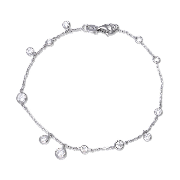 Bracciale Bianco Con Zirconi Pendenti