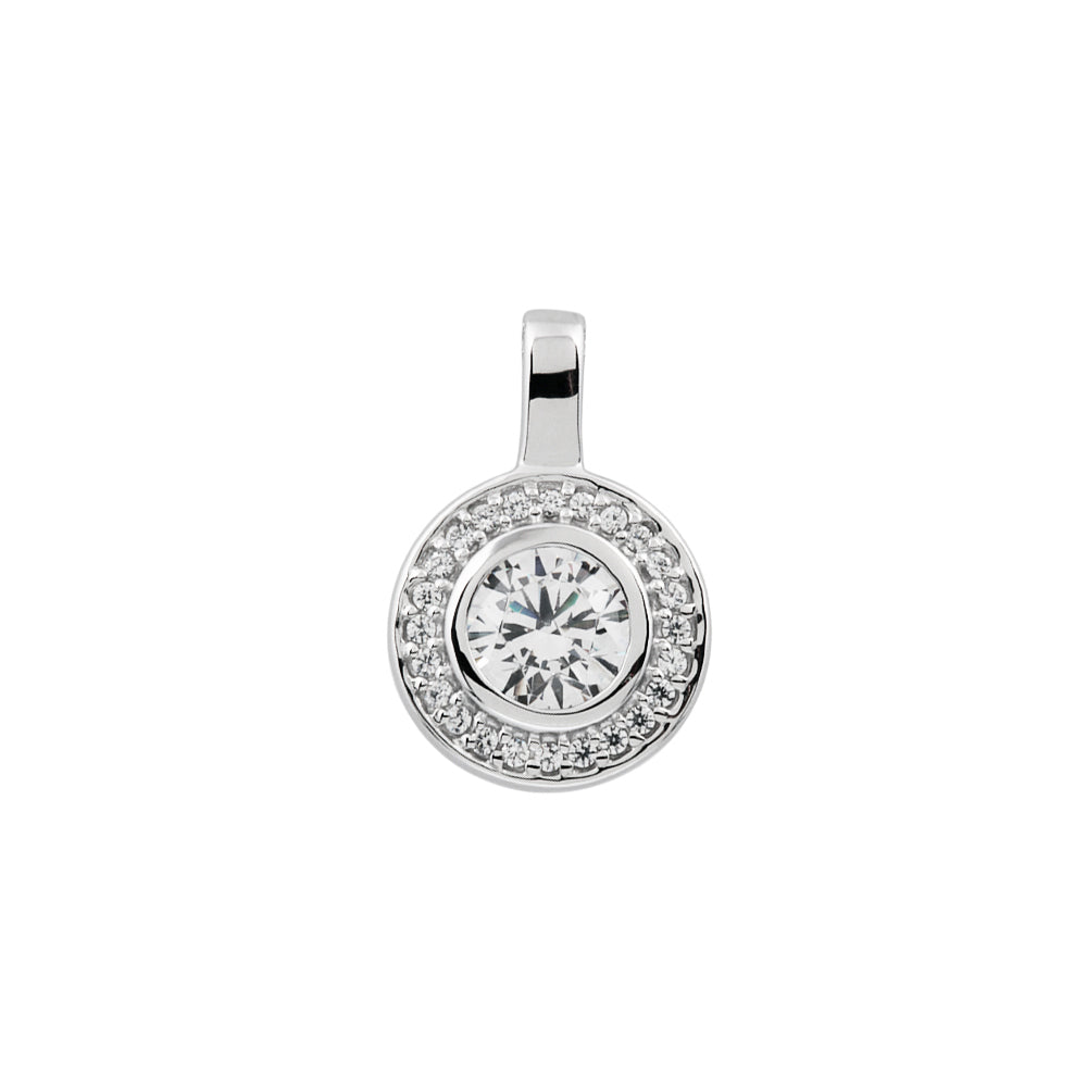 Charm tondo in argento e zirconi ricoperto di platino Diamonfire