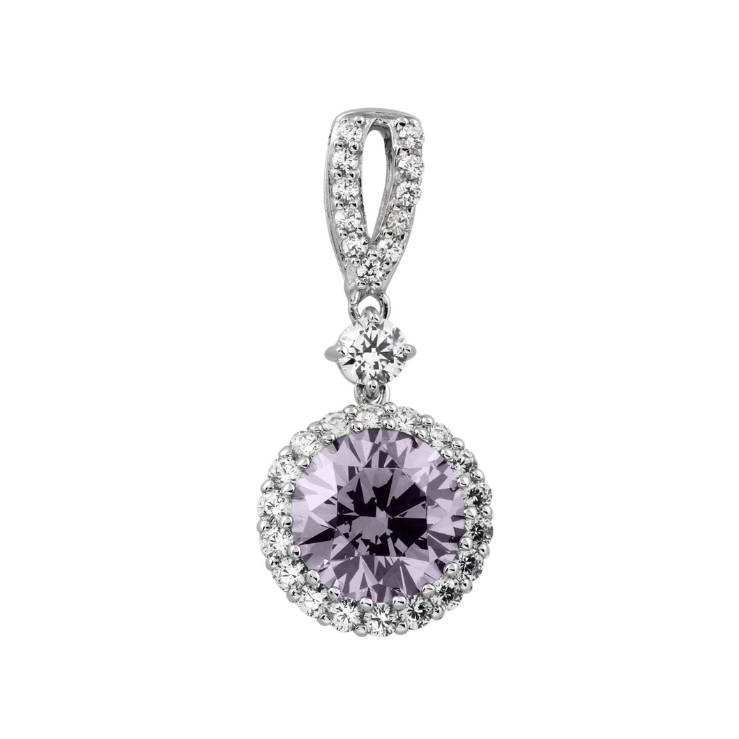 Charm pietra viola/grigia in argento e zirconi ricoperto di platino Diamonfire 