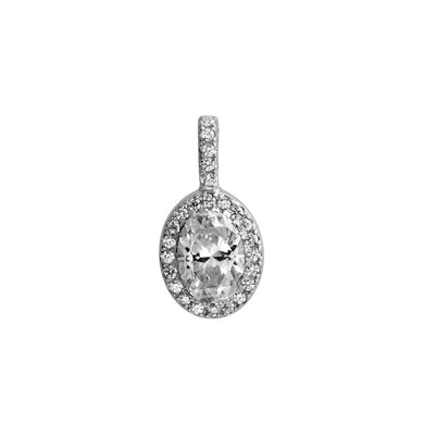 Charm ovale in argento e zirconi ricoperto di platino Diamonfire Classic