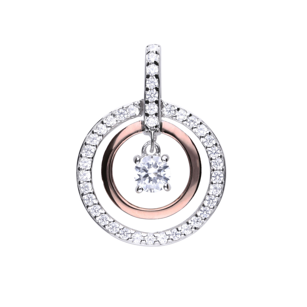 Charm cerchio rosè in argento e zirconi ricoperto di platino Diamonfire Two-Tone