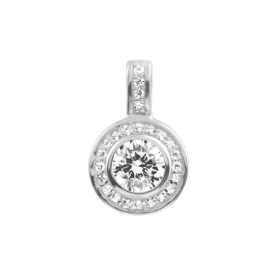 Charm tondo in argento e zirconi ricoperto di platino Diamonfire Classic