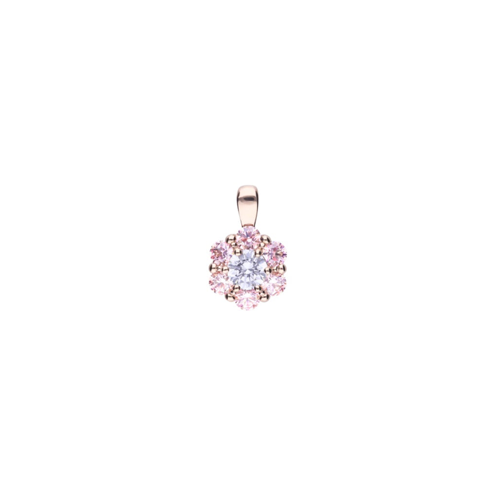 Charm rosè fiore rosa in argento e zirconi ricoperto di platino Diamonfire Classic