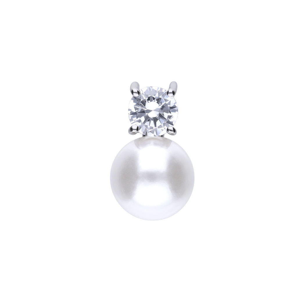 Charm con perla in argento e zirconi ricoperto di platino Diamonfire Pearls