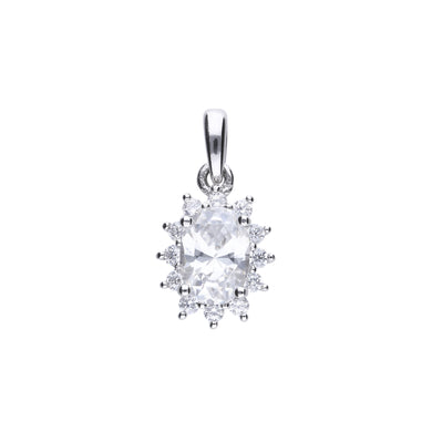 Charm ovale in argento e zirconi ricoperto di platino Diamonfire Brilliant