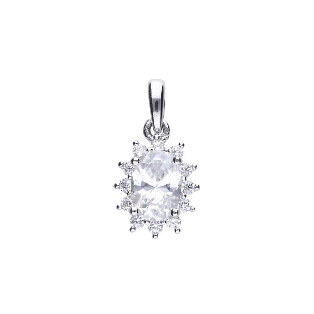 Charm ovale in argento e zirconi ricoperto di platino Diamonfire Brilliant