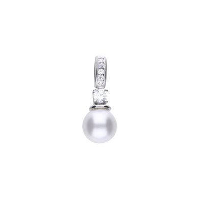 Charm con perla in argento e zirconi ricoperto di platino Diamonfire Pearls