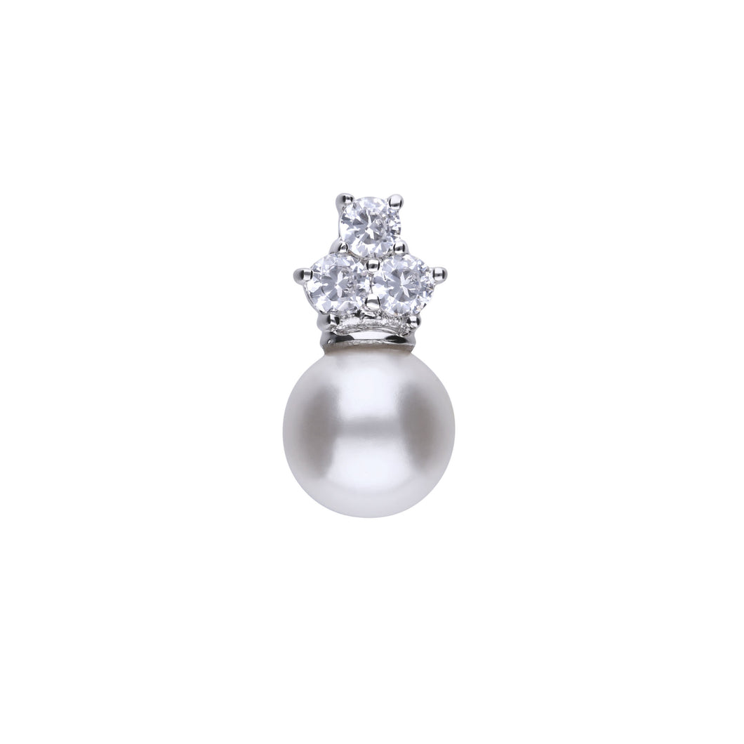 Charm con perla in argento e zirconi ricoperto di platino Diamonfire Pearls