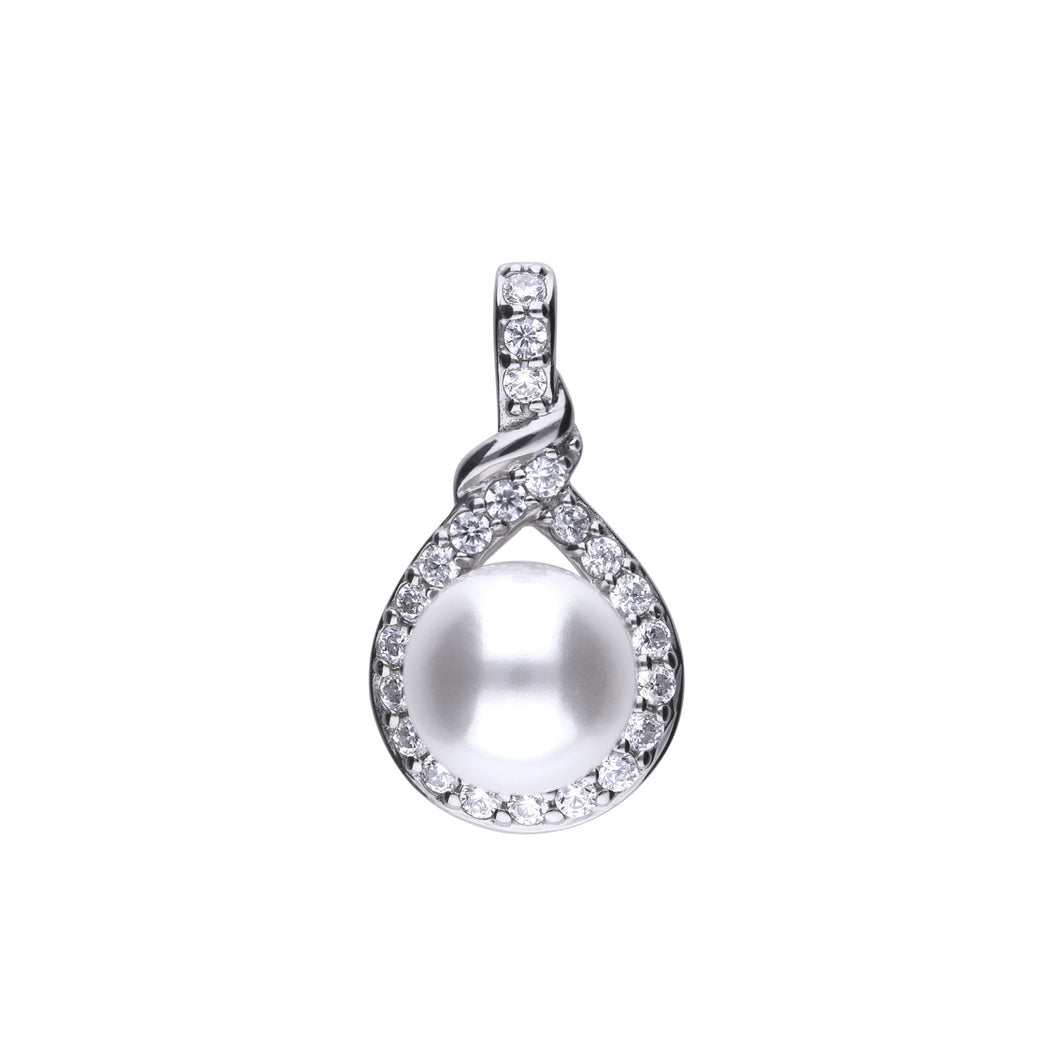 Charm con perla in argento e zirconi ricoperto di platino Diamonfire Pearls