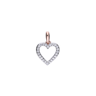 Charm cuore rosè in argento e zirconi ricoperto di platino Diamonfire Two-Tone