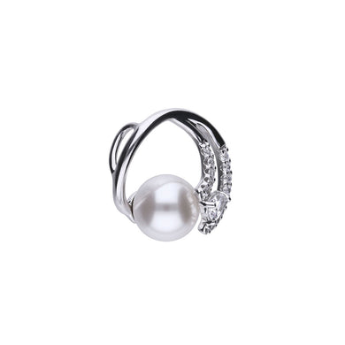 Charm perla in argento e zirconi ricoperto di platino Diamonfire