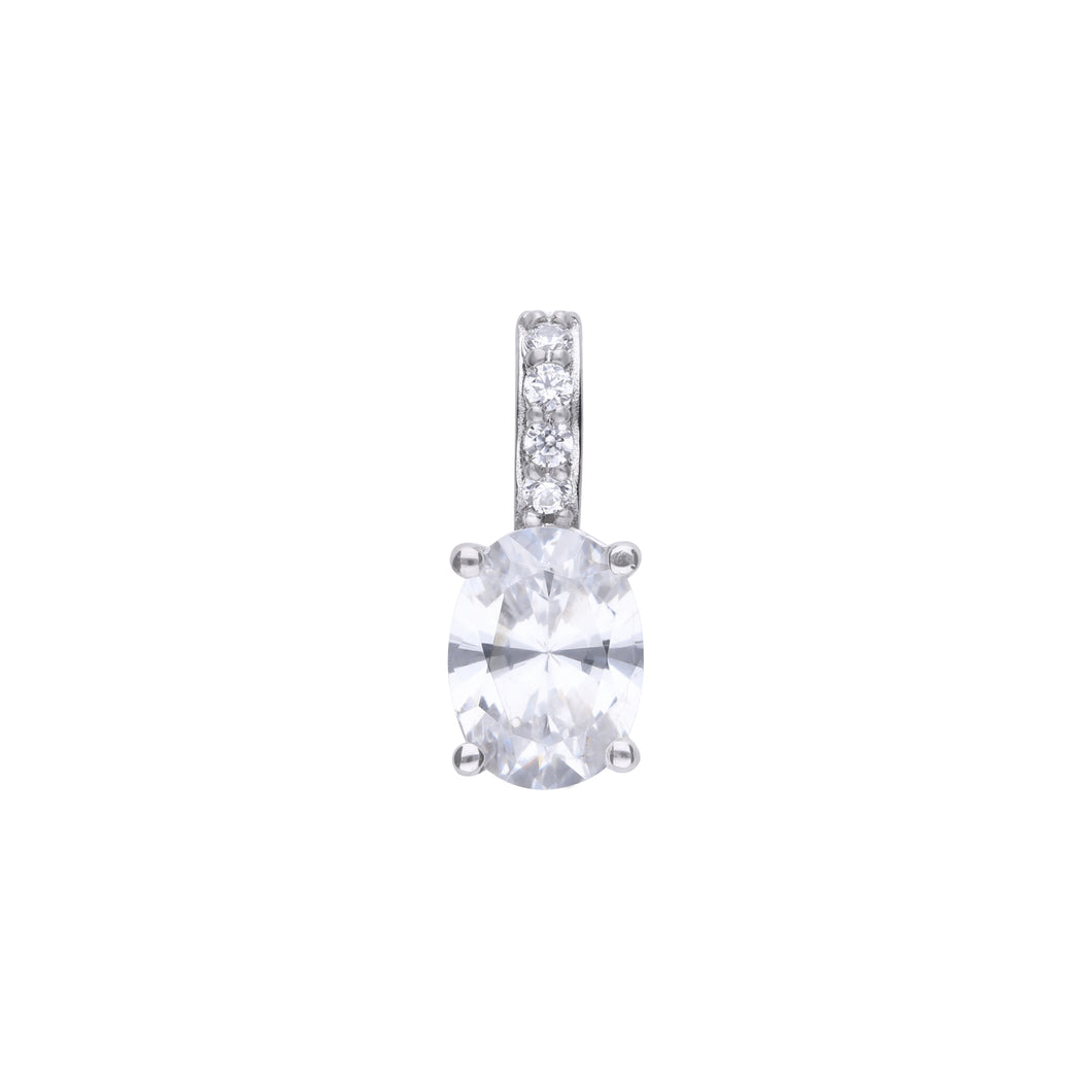 Charm ovale in argento e zirconi ricoperto di platino Diamonfire