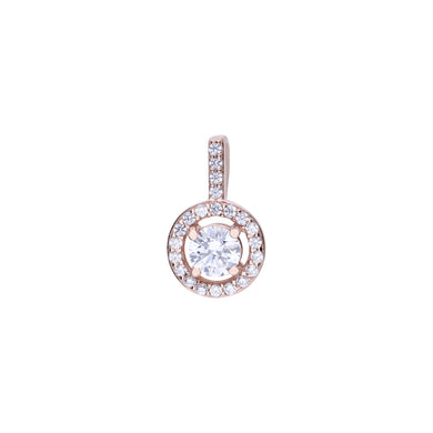 Charm tondo rosè in argento e zirconi ricoperto di platino Diamonfire Two-Tone