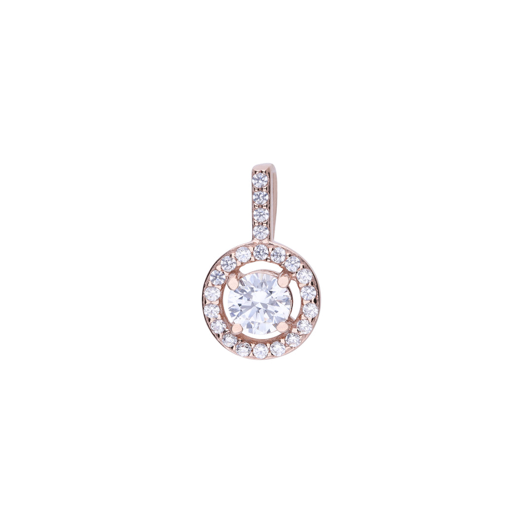 Charm tondo rosè in argento e zirconi ricoperto di platino Diamonfire Two-Tone