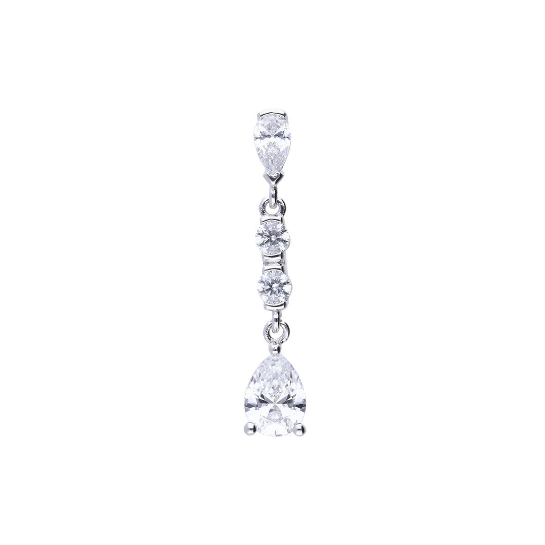 Charm lungo a goccia in argento e zirconi ricoperto di platino Diamonfire Bridal