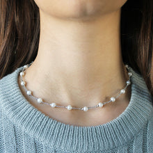 Carica l&#39;immagine nel visualizzatore di Gallery, Collana perle in argento e zirconi ricoperta di platino Diamonfire
